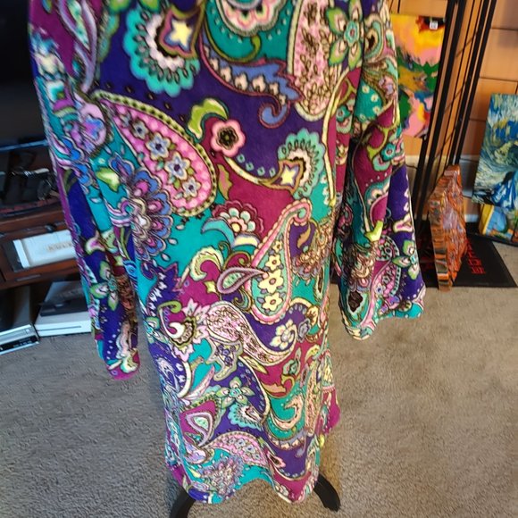 BEAUTIFUL VERA BRADLEY ROBE - NO BELT - BOLD PURPLE/BLUE COLORS.  SIZE S/M - Picture 3 of 7